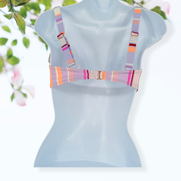 Hula Honey Vertical Stripe Bikini Bra Top Medium - Picture 4 of 8